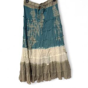 Tie dye midi skirt 100% cotton with drawstring waist